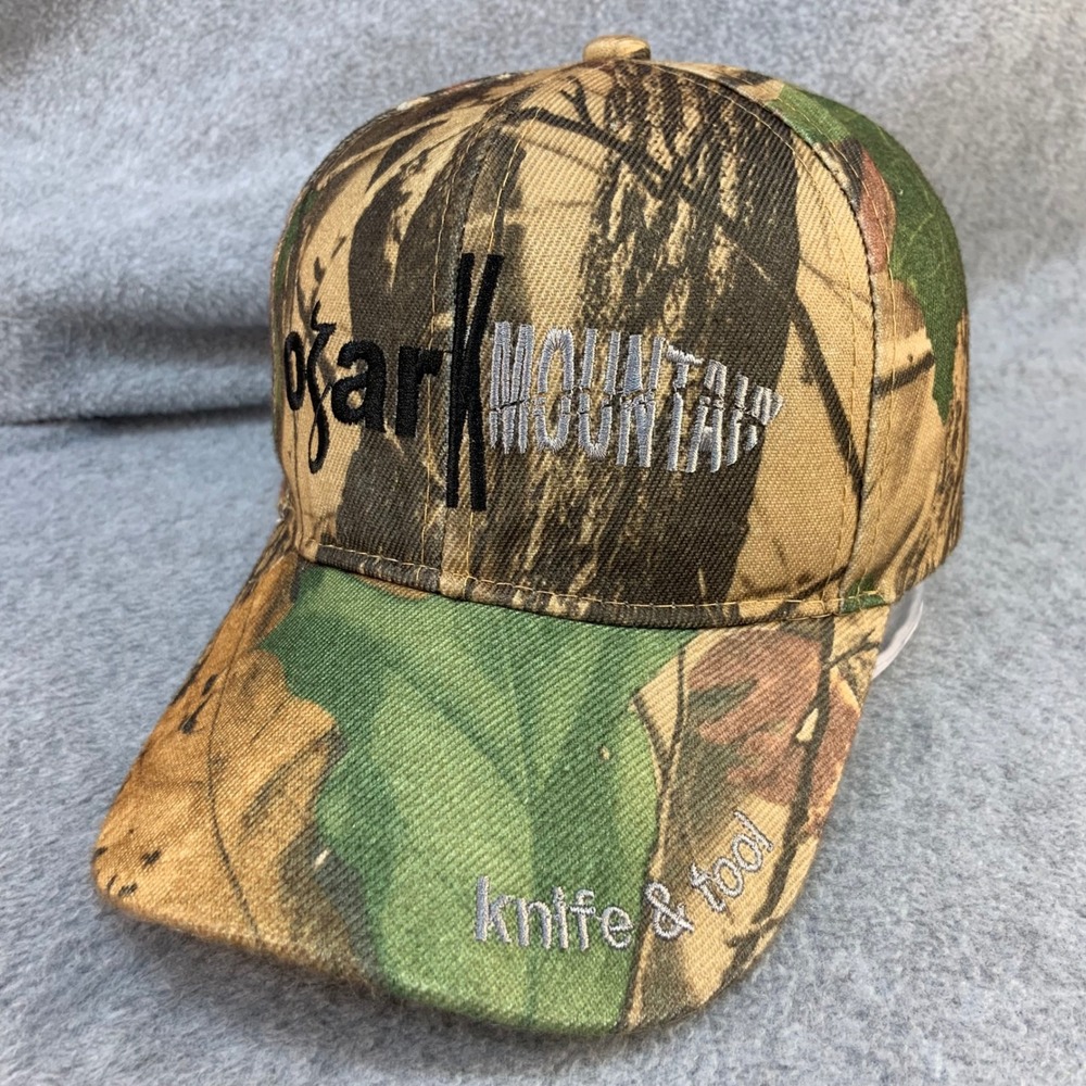 Ozark Mountain Logo Mens Camo Ozark Mountain Baseball Hat Knife & Tool OSFM